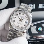 Swiss Replica Rolex Datejust Stainless Steel Case  White Arabic Dial  Watch 36mm